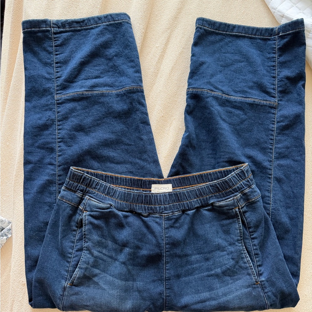 Anthropologie Pilcro Pull On Barrel Wide-Leg Blue Denim Jeans - Picture 4 of 8
